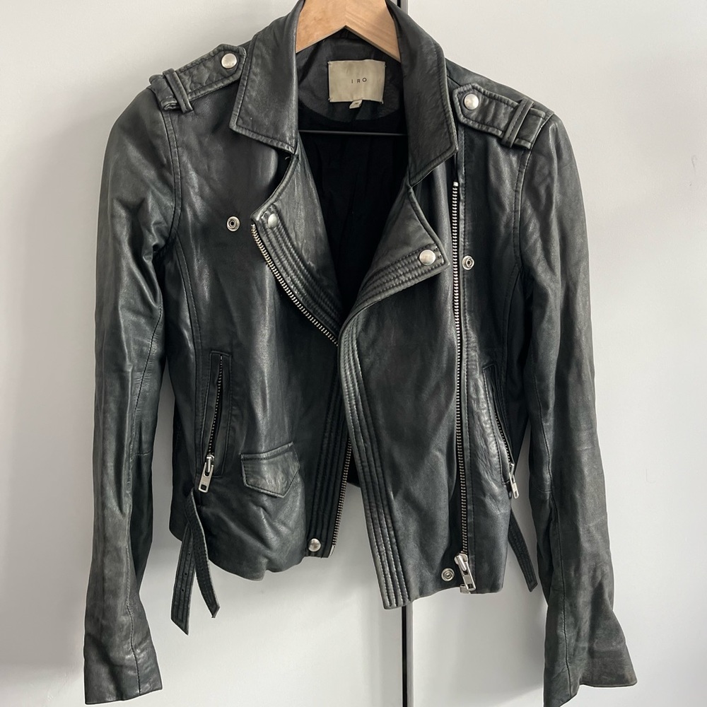IRO Cropped Leather Jacket, size 36